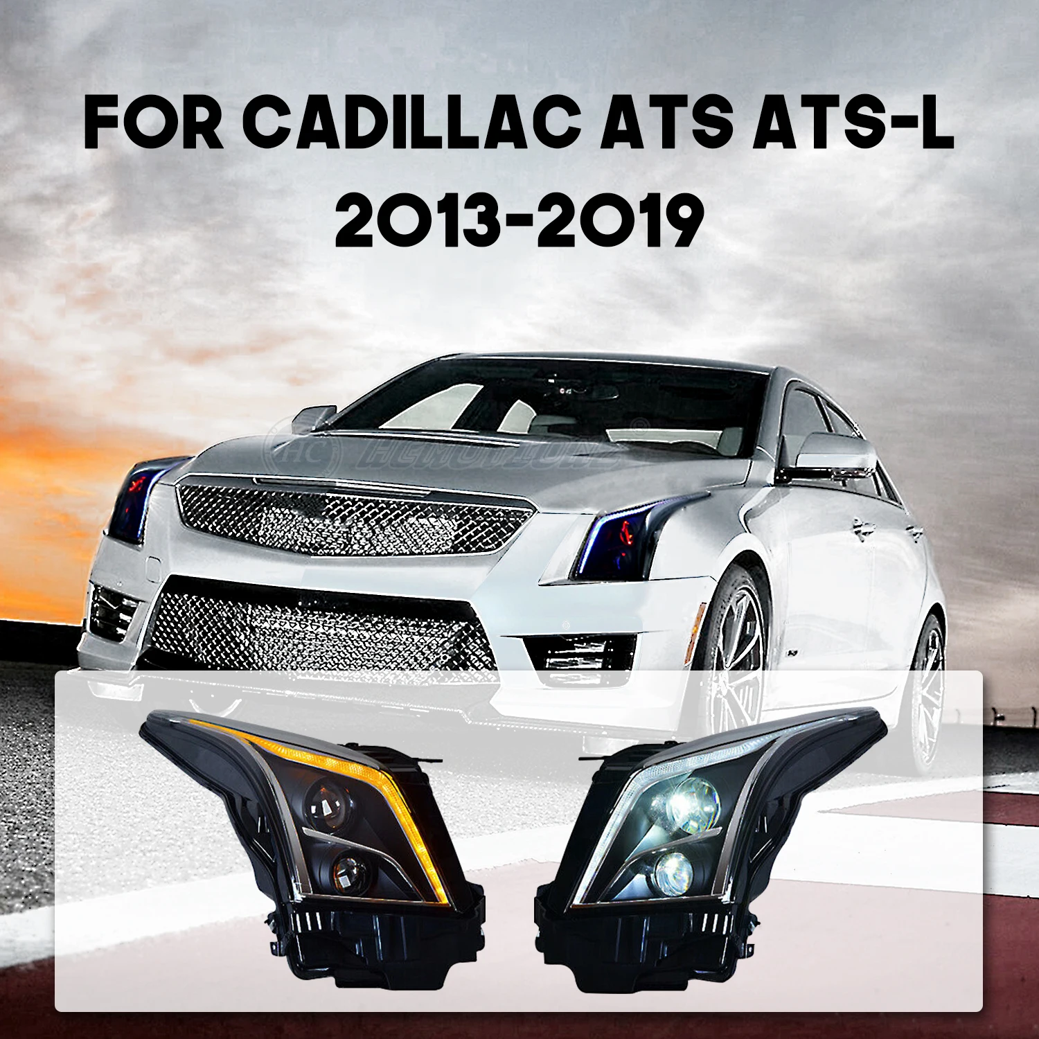 HCMOTIONZ LED Headlights for Cadillac ATS ATS-L 2013-2019 Luxury Front Lamps Assembly Turn Signals Start Up Animation