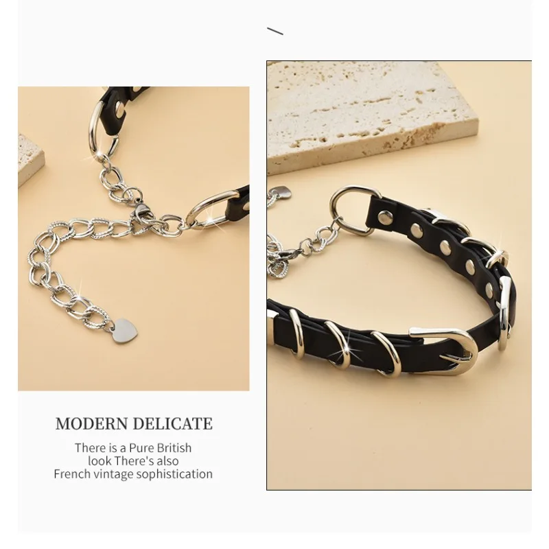 

2025 Niche design necklaces, women's collars, layered round double-button exquisite belts, and long-necked necklaces