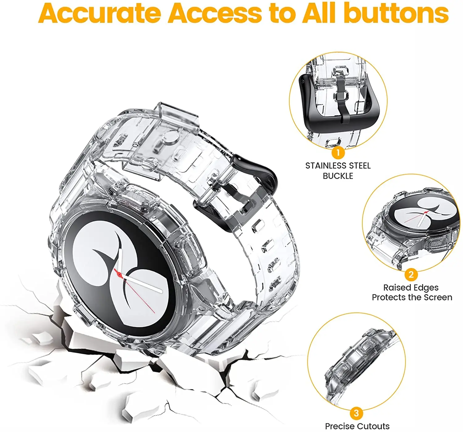 40/44mm for Samsung Galaxy Watch4 40mm 44mm Clear silicone strap Only fit for Samsung Galaxy Watch4 40mm 44mm Change the strap