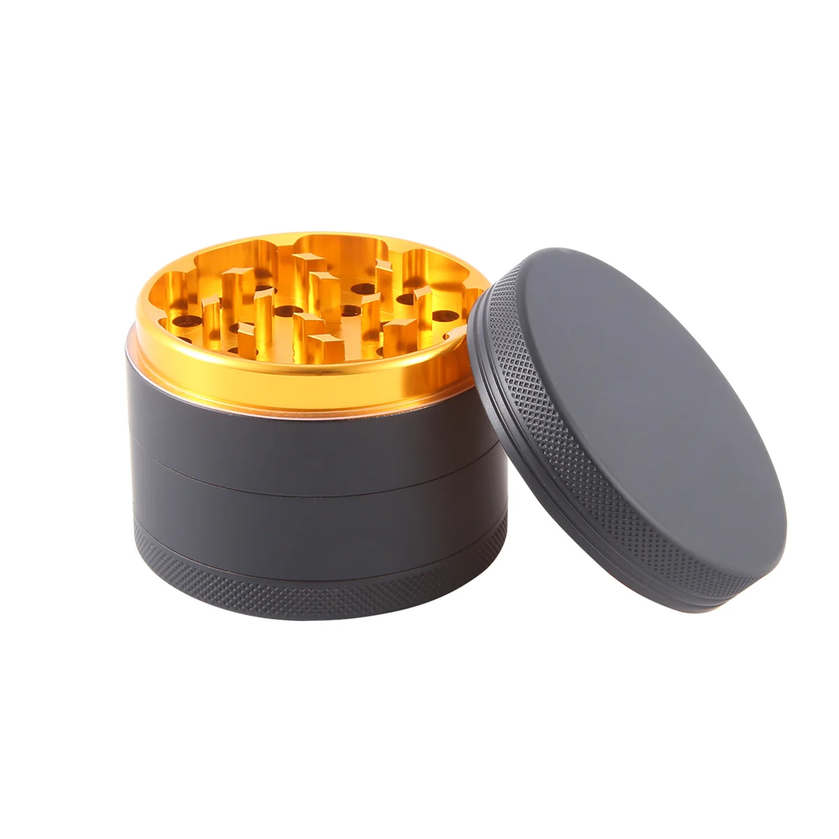 

ABQR Aluminum Black Rubber Paint Gold Color Inside - Large Capacity 2.48 Inch 4 Pieces