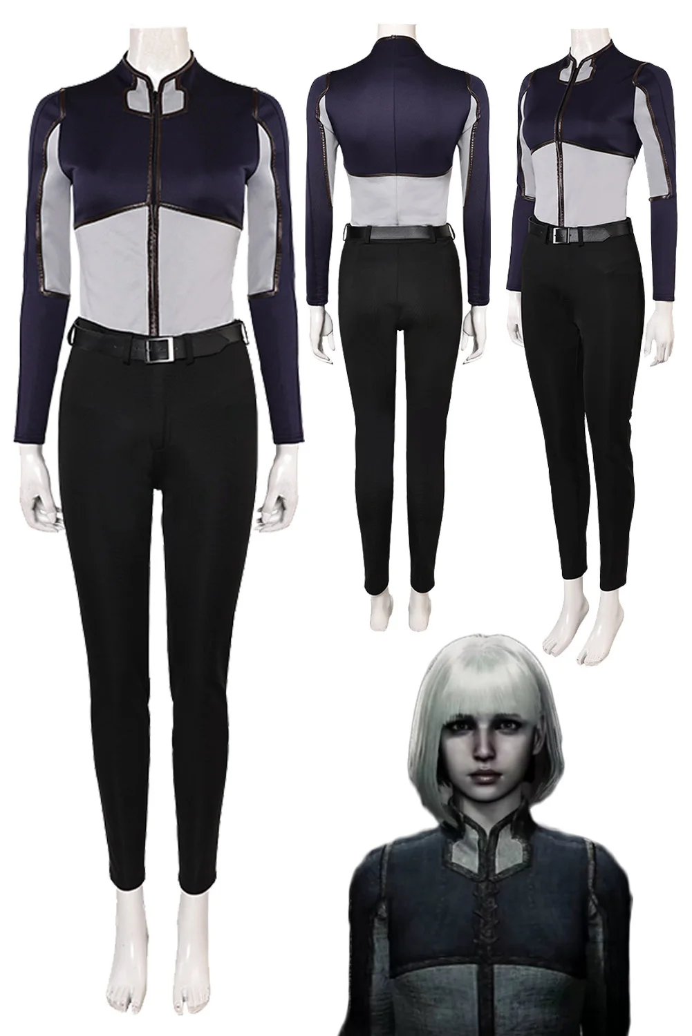 

Game Hunter Of Monster Wilds Hunter Cosplay Black Costume Women Disguise Roleplay Outfits Jacket Pants Belt Halloween Suits