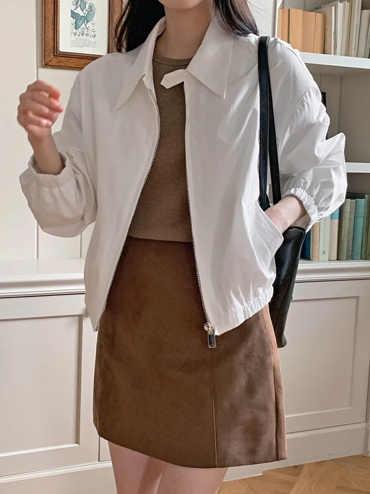 

Корейская повседневная куртка женская простая стильная тонкая молния кардиган короткий стиль корейская версия темпераментная верхняя одежда