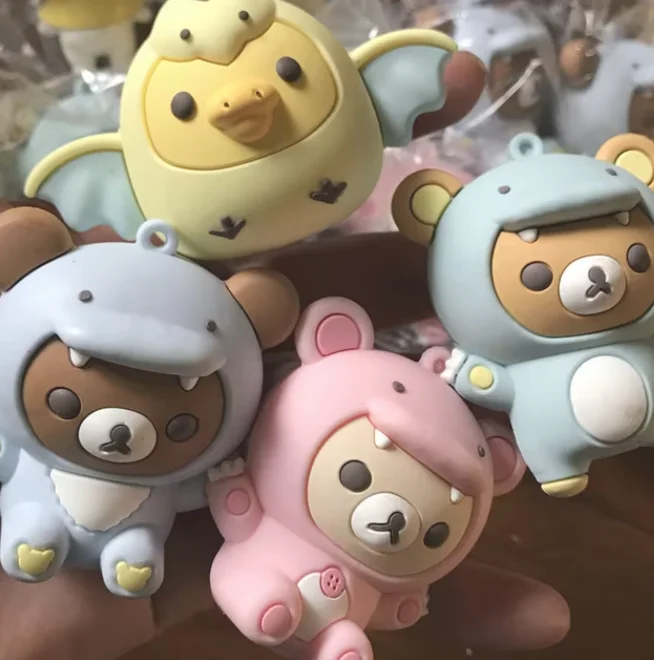 Rilakkuma Dragon PVC Keychain Kiiroitori Chick Korilakkuma Bear Cute Kawaii Bag Keychains Mascot Key Chain Small Gift