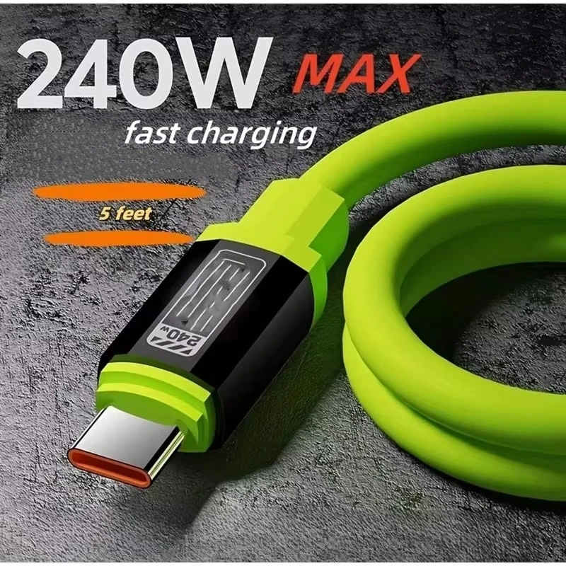 การชาร์จอย่างรวดเร็ว 240W สายเคเบิลยูเอสบี ชนิด-ซีถึงประเภท-ซีแสดงพลังงานแบบเรียลไทม์ การชาร์จอย่างรวดเร็ว กำลังไฟสูง เหมาะสำหรับโทรศัพท์มือถือทุกรุ่น