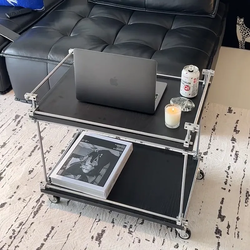 Bauhaus Modern Simple Cart Coffee Table Sofa Side Table Office Home Snack Rack Storage Optical Shaft