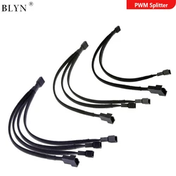 Cable divisor de ventilador PWM de 4 pines, adaptador trenzado de manga de 2, 3 y 4 vías, convertidor de Cable de extensión de potencia de ventilador de computadora para CPU Matherboard