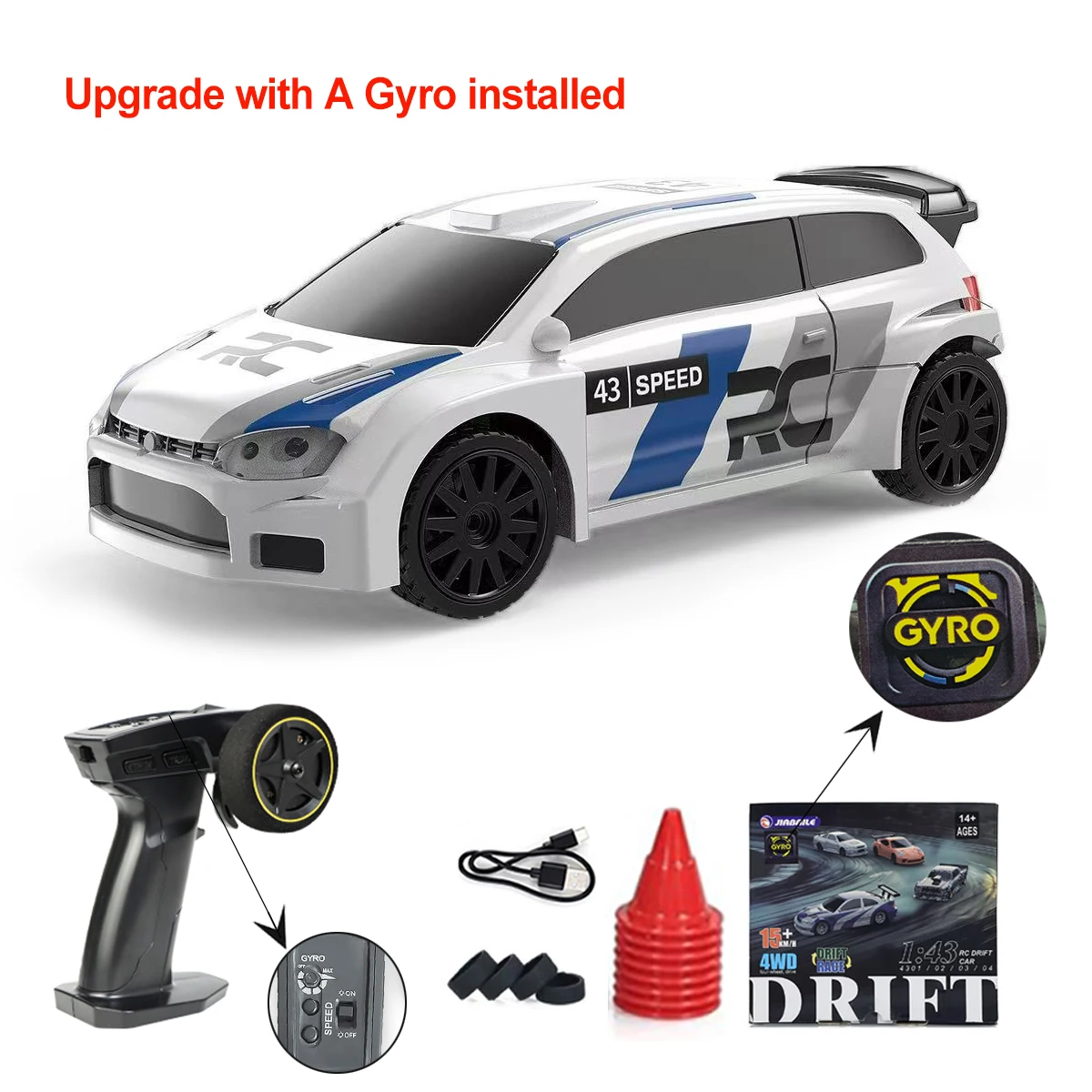 Verbeterde Gyro 1/43 RC Drifting Car Racing RTR 4WD Hoge Snelheid Radio Control Model 2.4G Drift Race Voertuig mini Geschenken