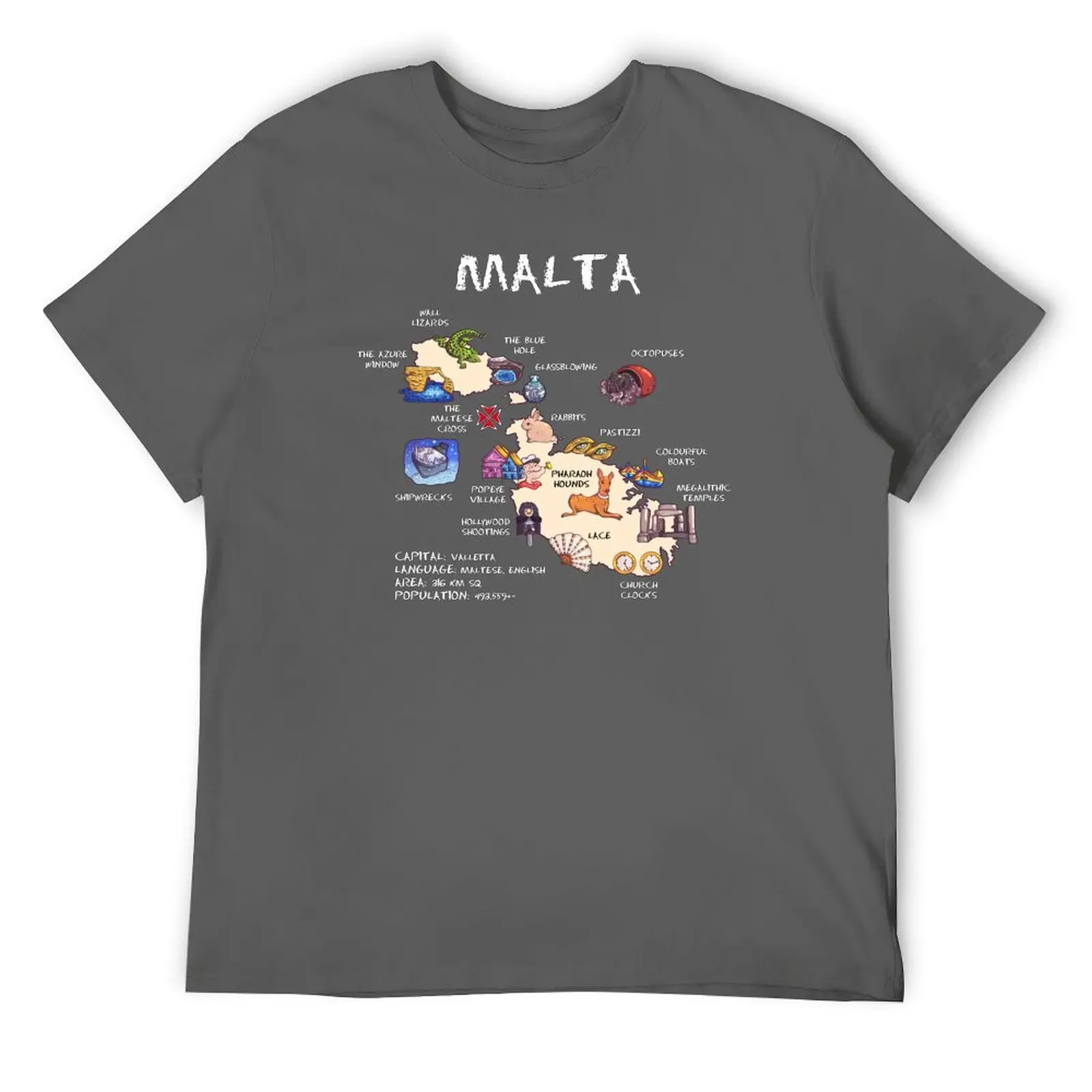 Malta - illustrated map T-Shirt plus sizes funny gifts basketball graphic tees fashion shirts Men's t-shirt