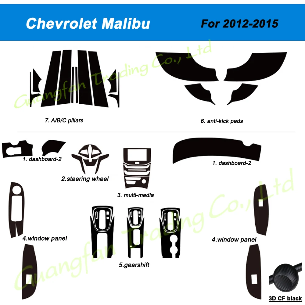 Per Chevrolet Malibu 2012-2015 3D/5D fibra di carbonio auto interno centro Console di copertura del cambiamento di colore Sticker