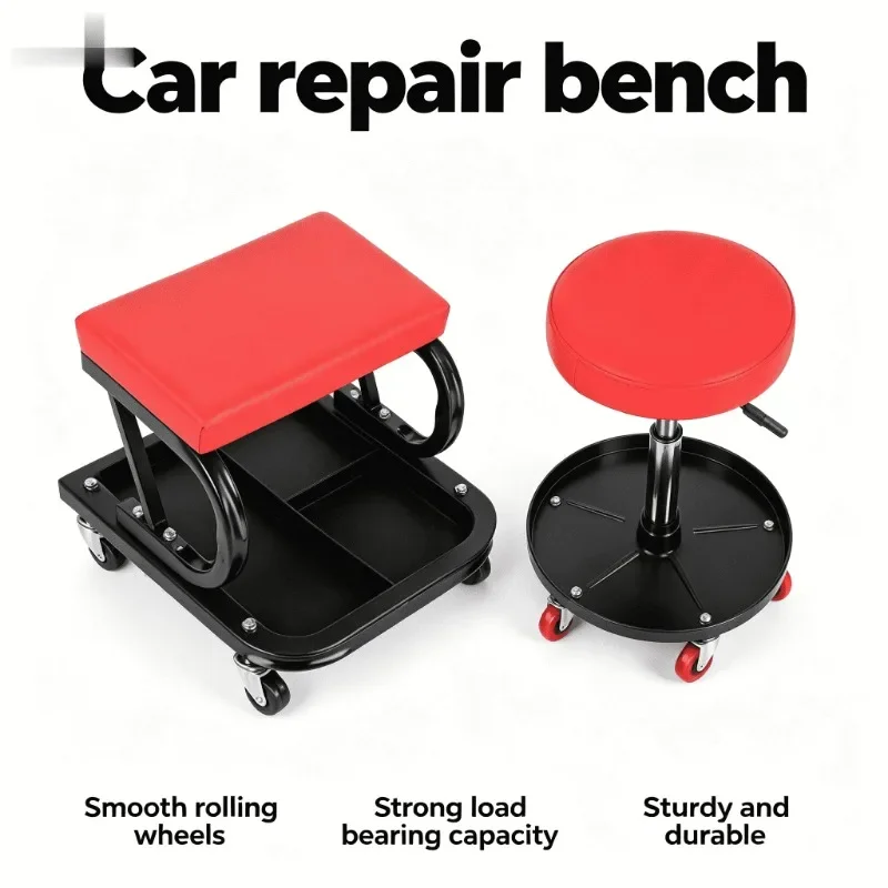 

Tool Tray Rolling Garage Heavy Duty Low Profile Car Mechanic Creeper Adjustable Headrest 3 Inch Foam Protable Car Repair Gear
