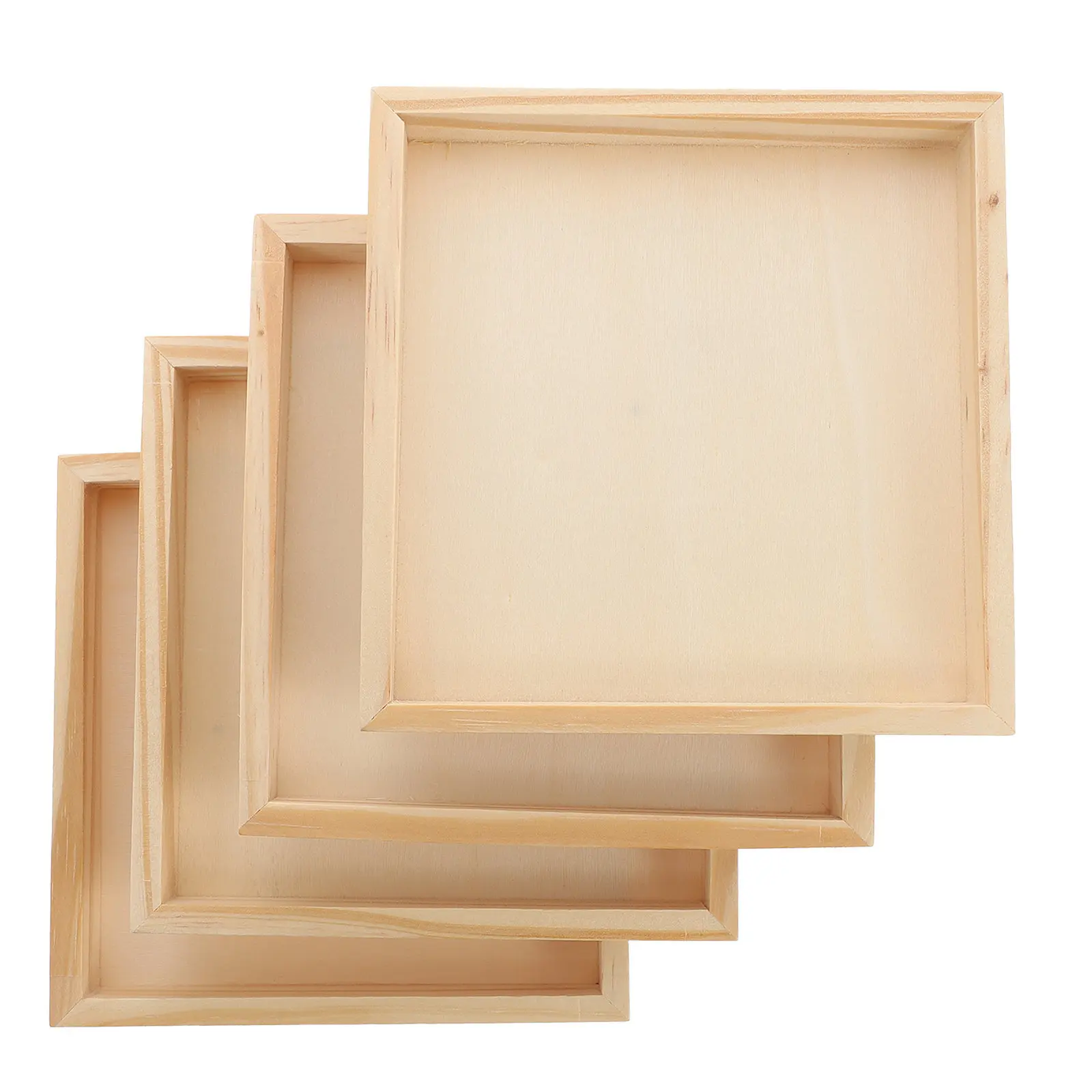 4Pcs Wood Tray for Jigsaw Puzzle Professional Grade Sorting Storage Use Natural Finish Building Block Accessory