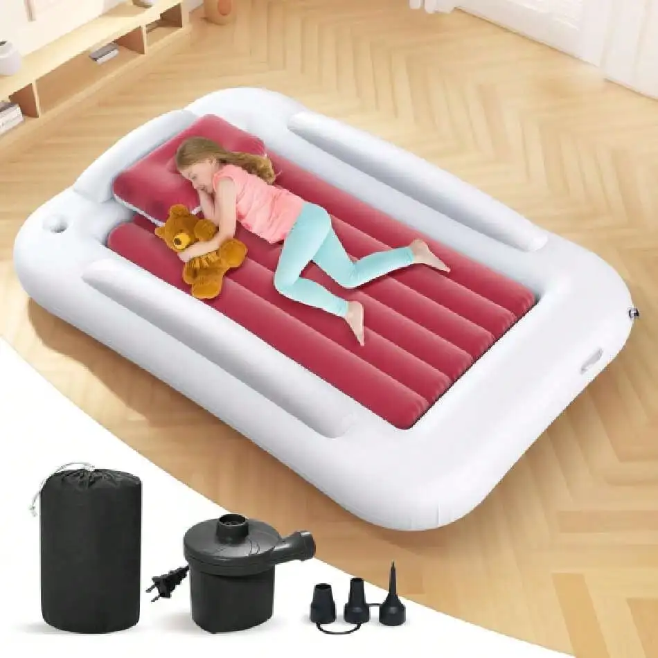 

Надувная кровать для путешествий - портативная кровать 60 дюймов для поездок с насосом - уютный комплект надувного матраса с высокоскоростным насосом и сумкой для переноски