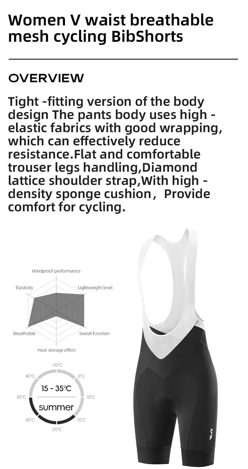 ROCKBROS TVI Series Cycling Bib Shorts Breathable Seamless Women Bicycle Pants Bike Shorts Long Distance MTB Padded Shorts Tight - Image 3