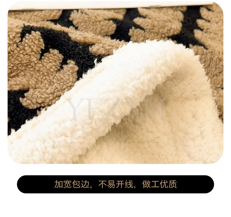 Double Layer Fleece Warm Winter Blanket Striped Thick Plush Blanket for Single Double Bed Multipurpose Sofa Throw Blanket Autumn