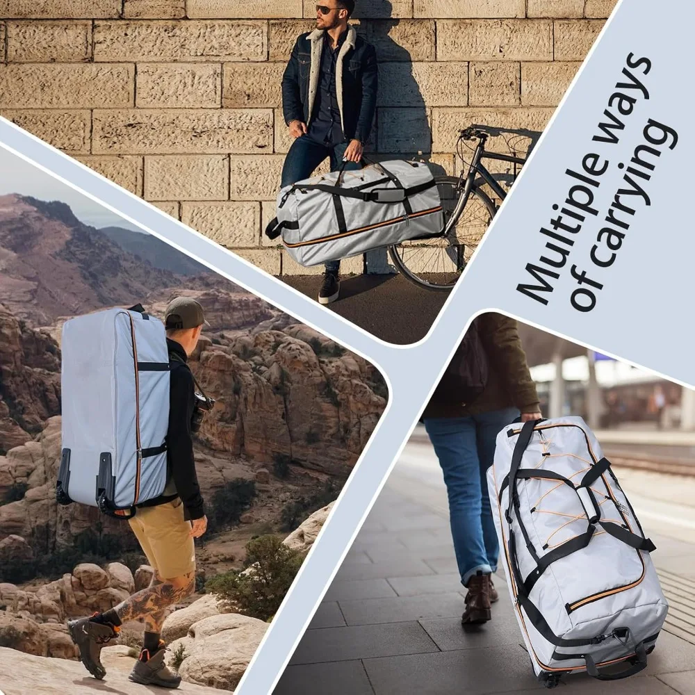 حقيبة دفل دوارة قابلة للتوسيع 110 لتر إلى 140 لتر، 32 جانبًا ناعمة مع عجلتين، 3 حجرات، قابلة للتعديل للسفر