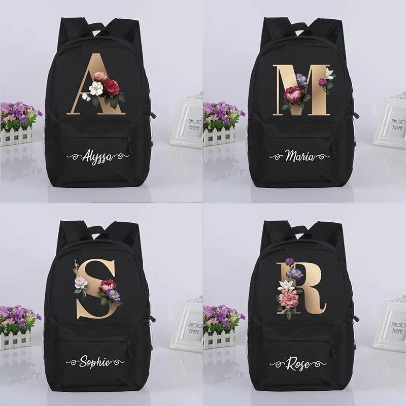 Personalized Letters Girls School Bags Customized Name Print Backpack Kindergarten Children Schoolbag Teenage Kids Daypack Gifts