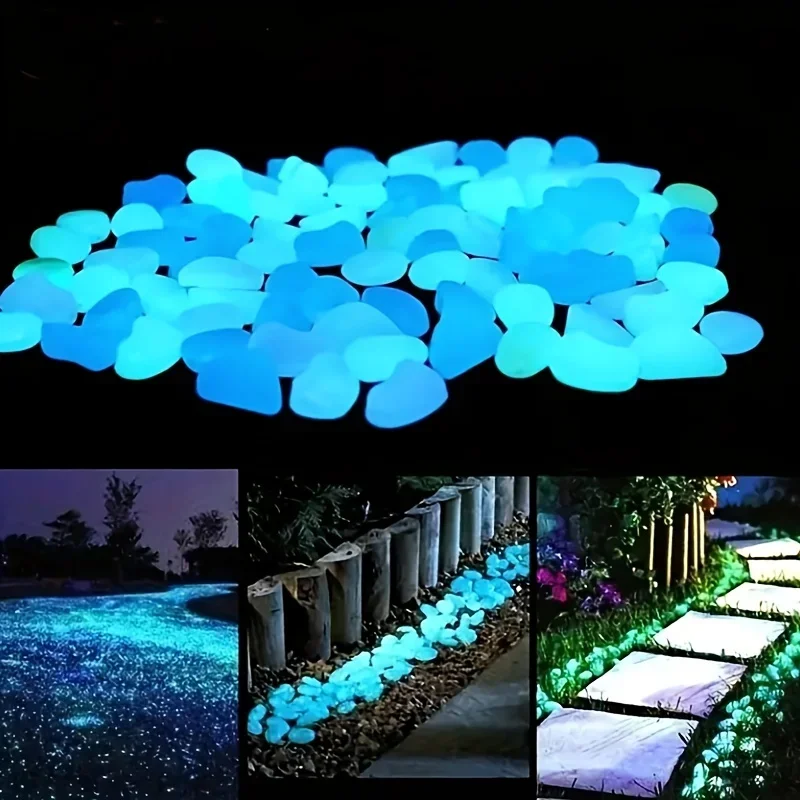 500pcs/bag Glow-in-the-Dark Pebbles Create A Magical Garden Aquarium Decoration Landscaping Or Wedding Decoration