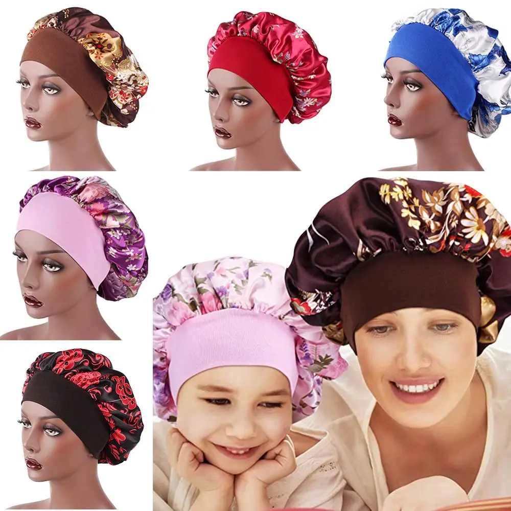 

Hair Beauty Curly Springy Hair Bonnet Head Wrap Night Sleep Hat Satin Bonnet Hair Loss Cover Chemo Caps