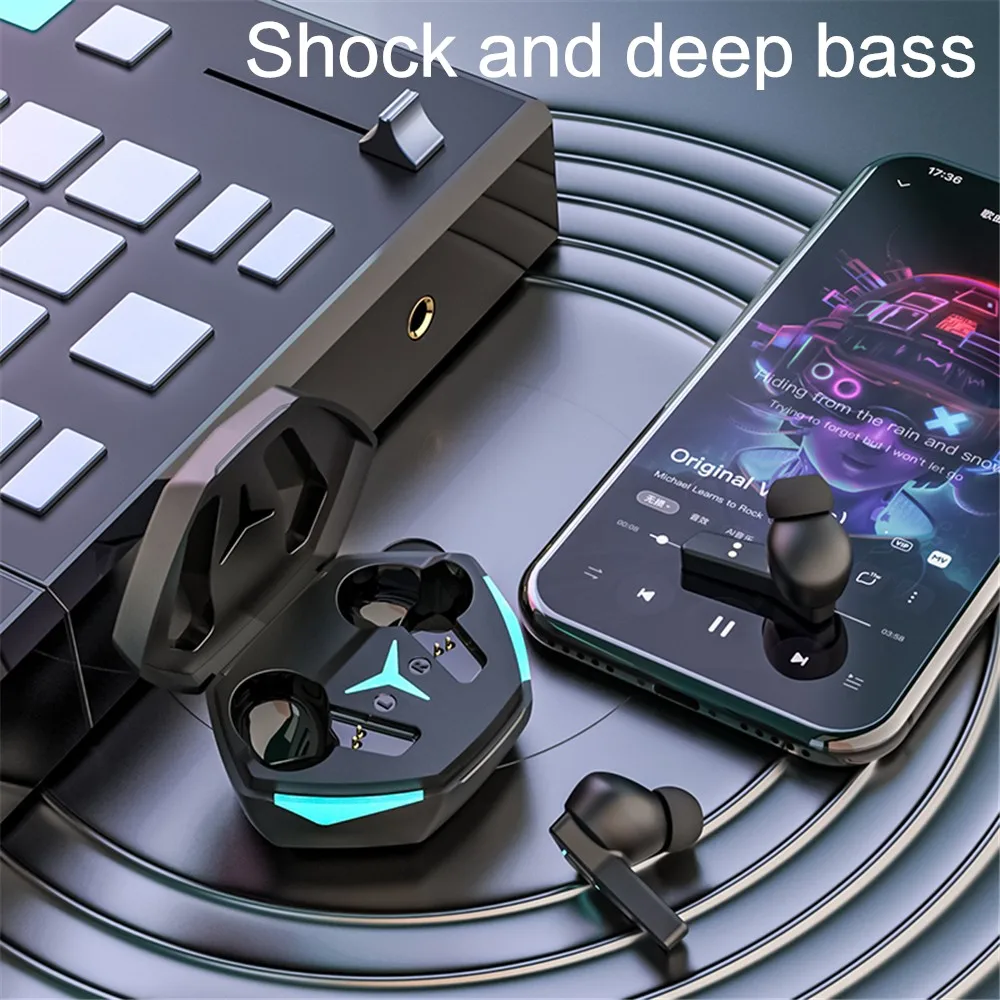 سماعة أذن بلوتوث TWS مع ميكروفون ، محول USB ، سماعة أذن لاسلكية للألعاب ، تأثير ضوء LED ، سماعة إلغاء الضوضاء للتلفزيون ، الهاتف المحمول