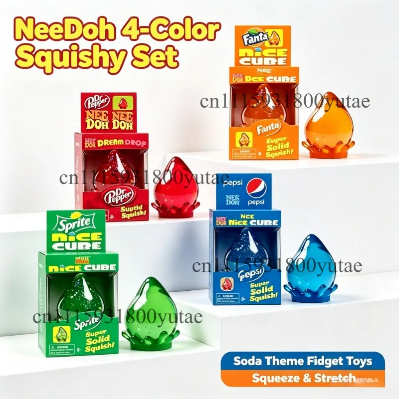 New Needoh Dreamy Water Drop Marbled Cube Malt Sugar Squish Toy Soft Squeeze Anxiety Relief Fidget Toy For Adults Surprise Gift