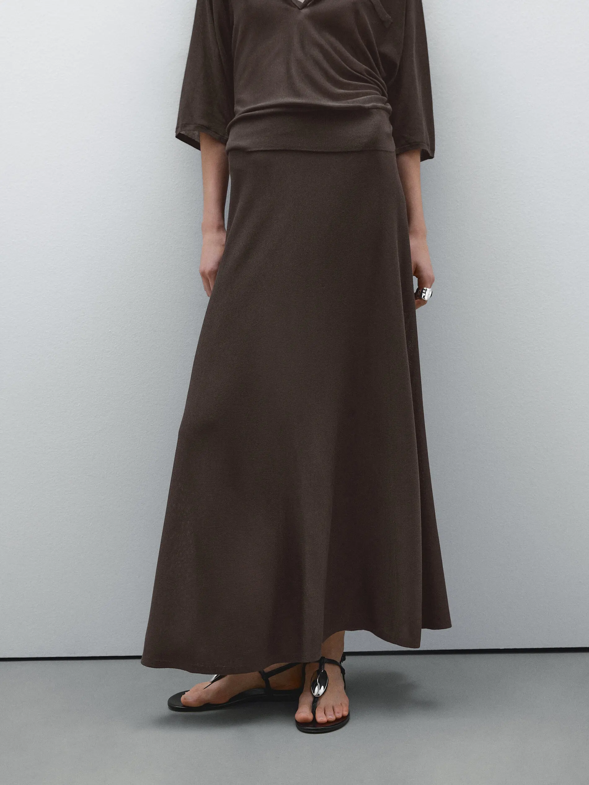 Ethereal MD 2025 massidutti autumn new style of Ladies' casual fashion wide pendulum mid-length skirt