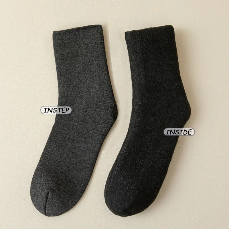 Women Men Winter Warm Thicken Wool Cashmere Snow Socks Velvet Thermal Sleep Solid Color Floor Sock Skin Seamless Soft