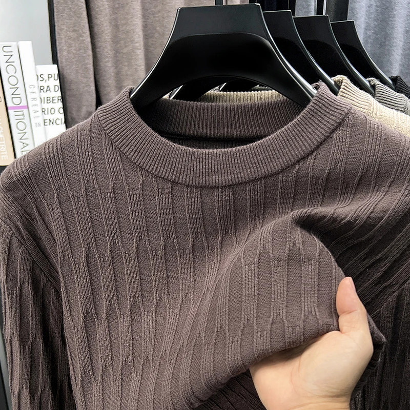 

Original Quality Men's O-Neck Sweater Solid Color Long Sleeve Pineapple Flower Pullover Autumn Versatile Casual Fashion Menswear