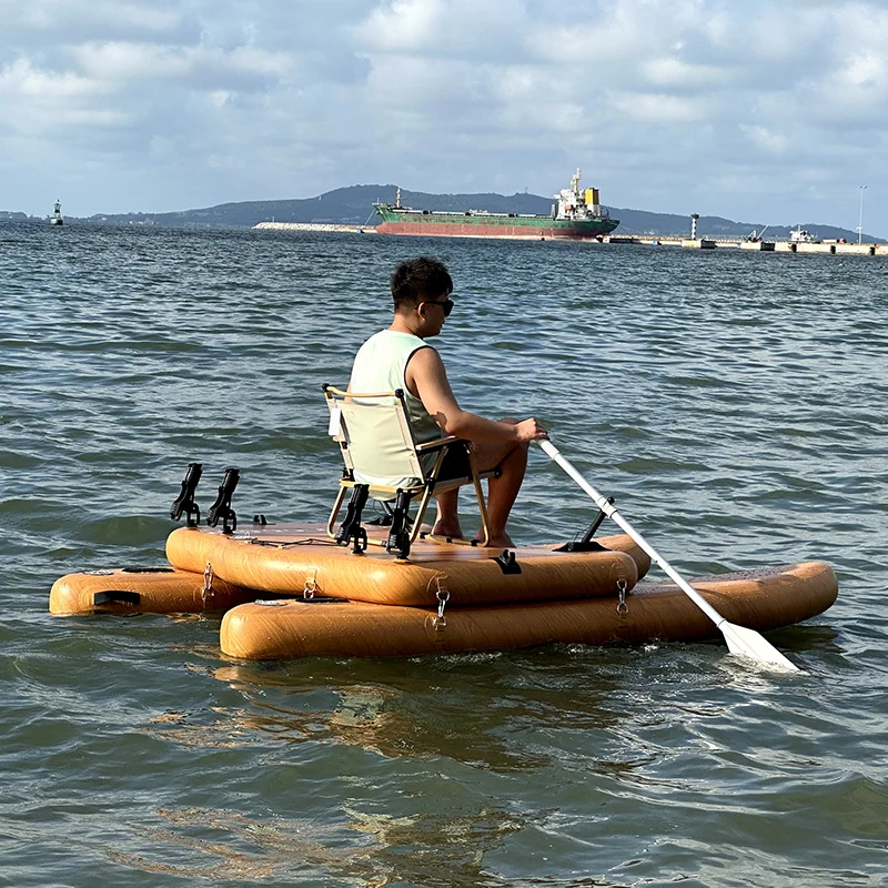 

High-quality Material Customization Wood Grain E-Inflatable Fishing Platform with Motor
