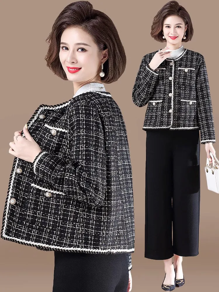 

Модная короткая стеганая куртка в стиле Шанель для женщин среднего возраста, весенне-осеннее пальто, женская одежда