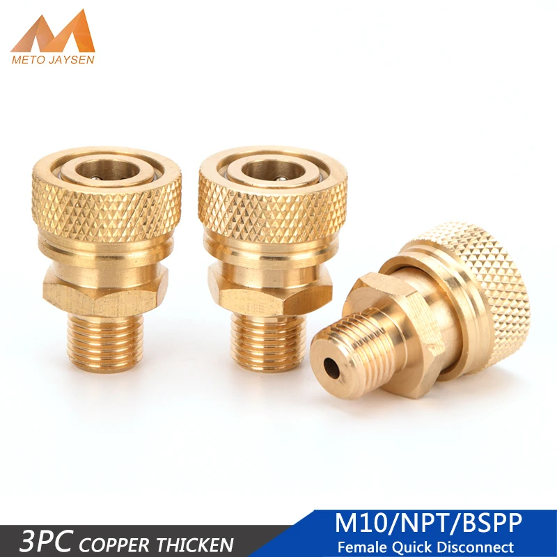 

3pcs M10 Thread Quick Disconnect Release Air Refilling Adapter Coupler Sockets NPT BSPP Copper Quick Connect Couplings Fittings