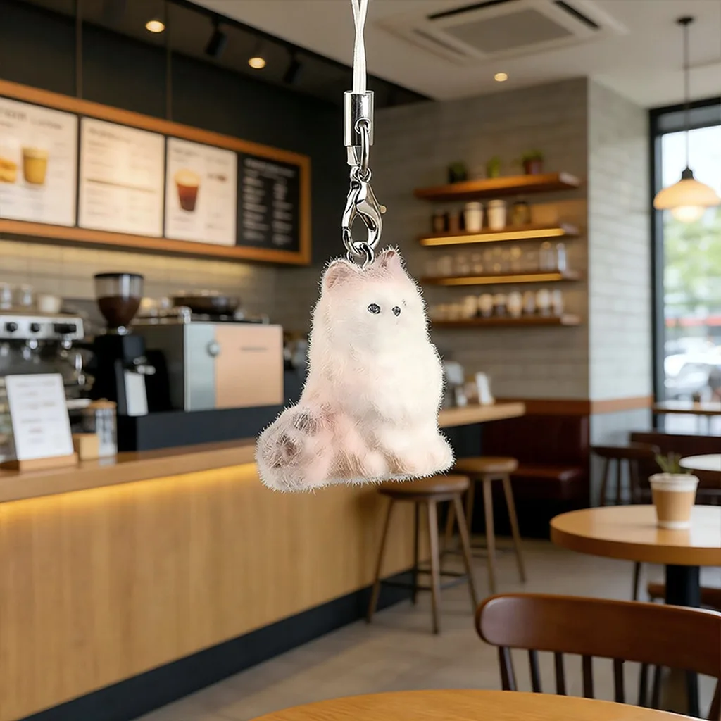 

Kitten Pendant Colorful Resin Charm Keychain Accessory Cute Flocked Keychain For Diy Jewelry Keychain Phone Strap
