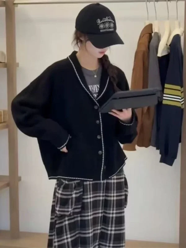 

Корейский вязаный кардиган с вышивкой, женский, весенний, новый, свободный, повседневный свитер-жакет, верхняя одежда