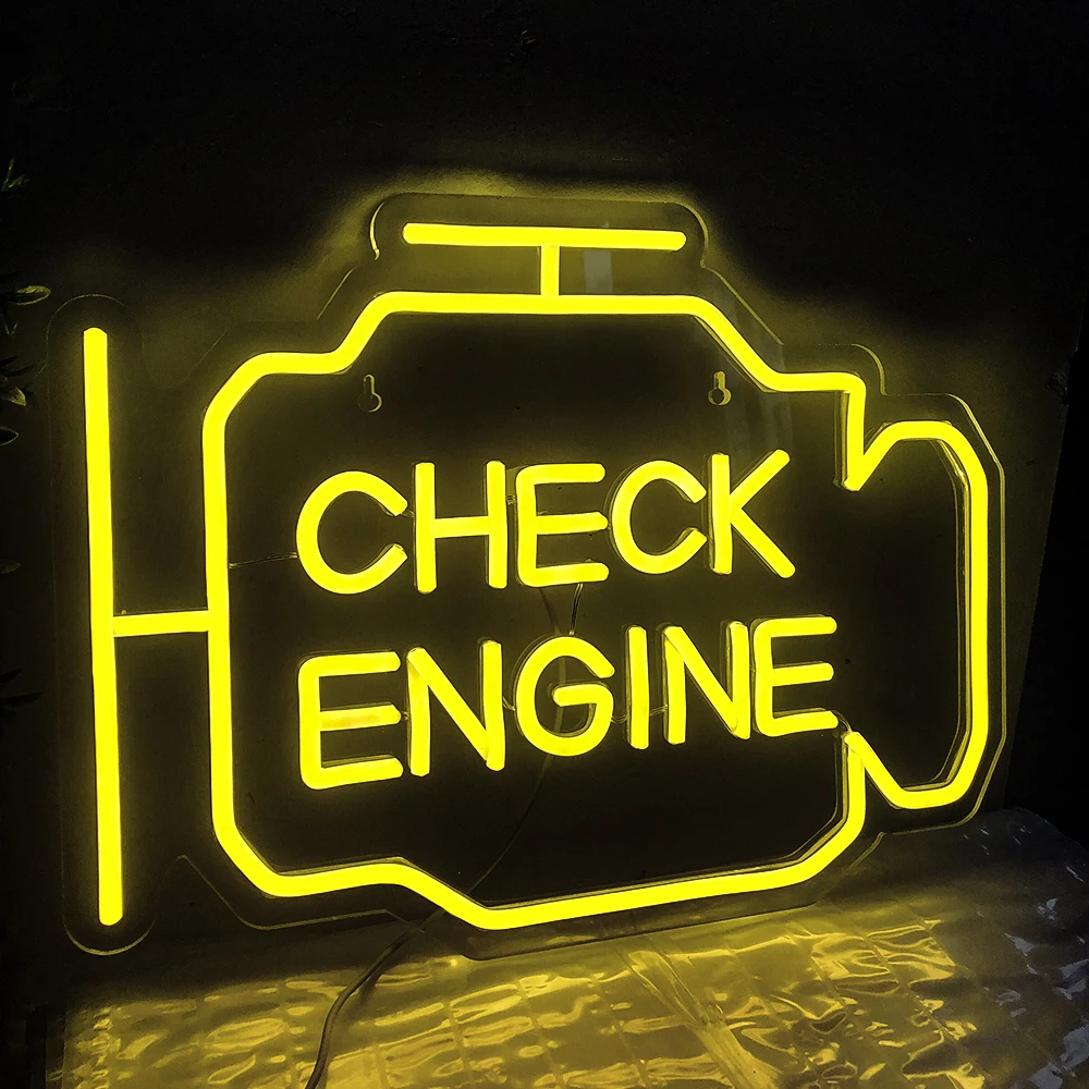 Check Engine Neon Sign Led Light Auto Room Garage Repair Shop Wall Decor Bar Party Club Luminous Atmosphere Lamp USB Power