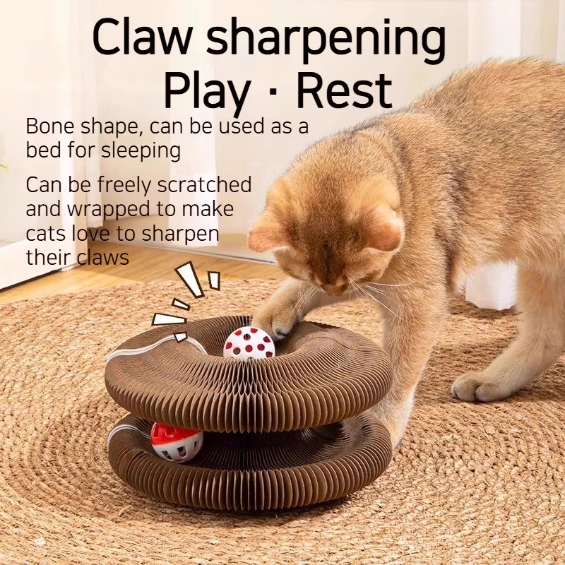 

Self-Help Boredom Cat Toy Organ Board Corrugated Paper Grinding Claw Plate Round Corrugated Cat Scratching Toy Cat Supplies