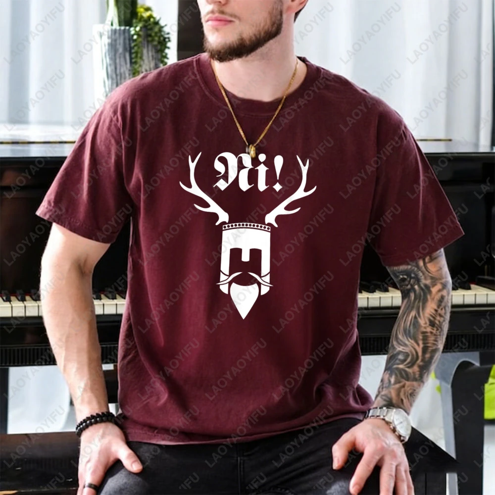 Ni Knight Of Ni T Shirt Cotton Funny Monty Python Meme Graphic Tee Retro Comedy Movie Daily Wear Comfortable Breathable Top