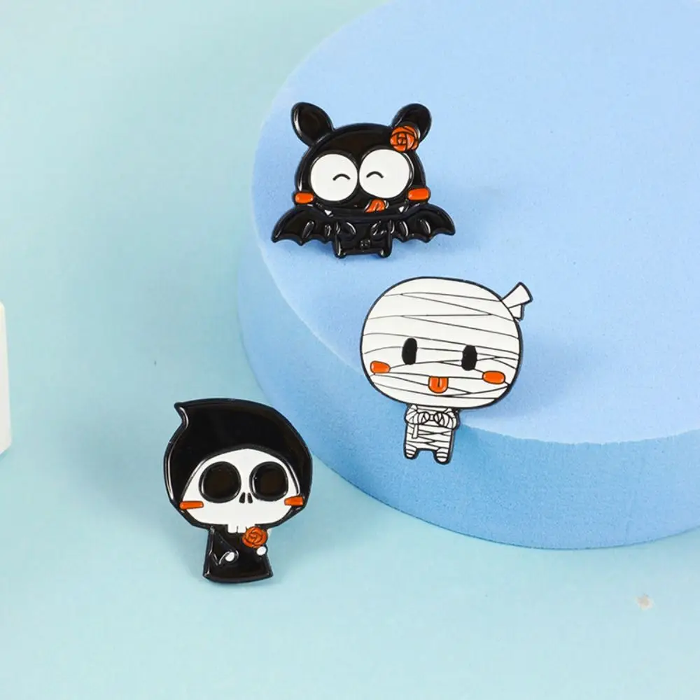 Unisex Alloy Halloween Skull Bat Pin Cartoon Characters Animal Cute Skeleton Ghost Brooch Punk Wizard Gift