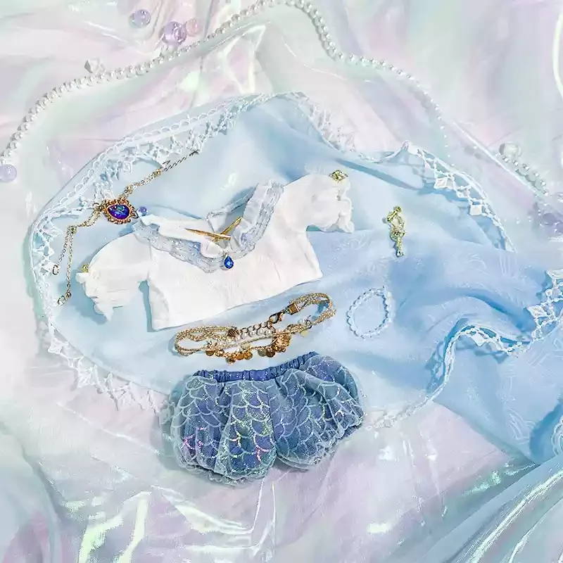 

New 20cm Idol Exotic Princess Dancer Maihime Mermaid Hime Blue Costume Stuffed Plushie Doll Beautiful Cute Clothes Skirt Set