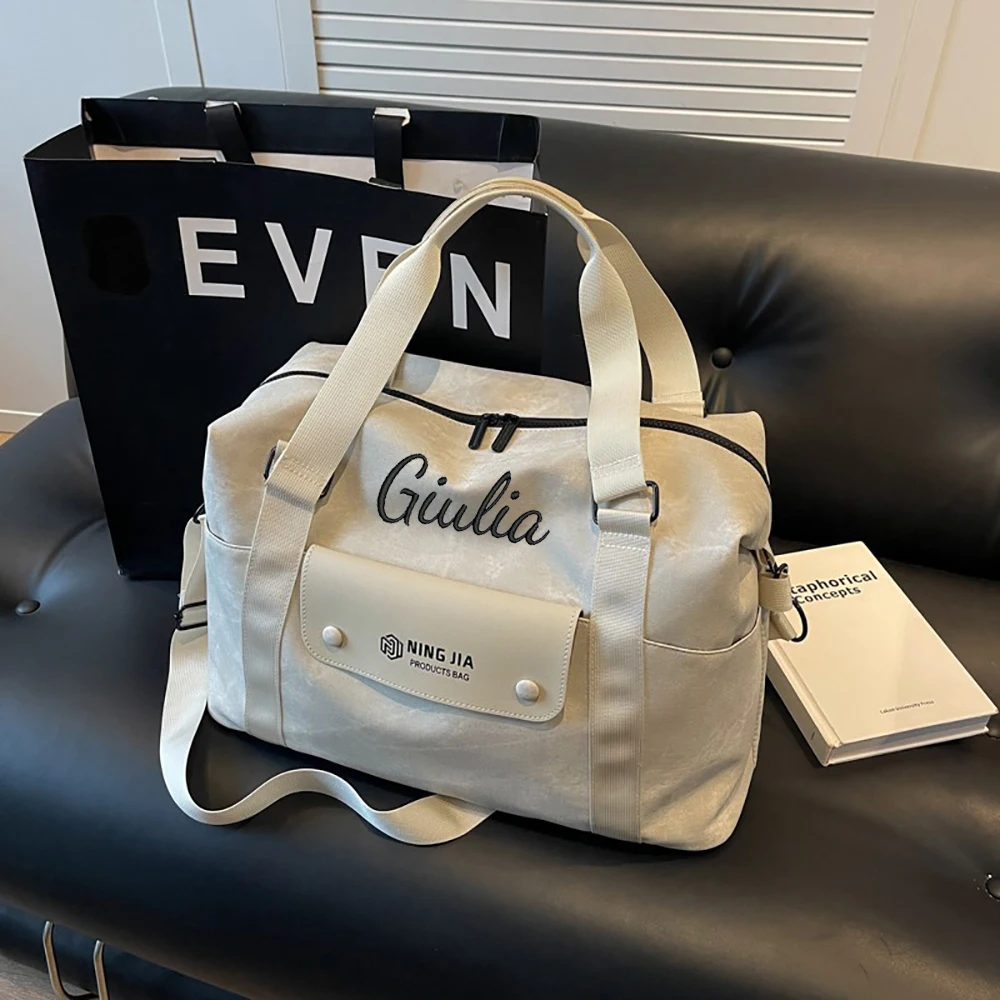 

Korean Style Sling Sports Fitness Bag, Waterproof Embroidery Custom Carry-on Luggage Bag, Lightweight Travel Bag For Women