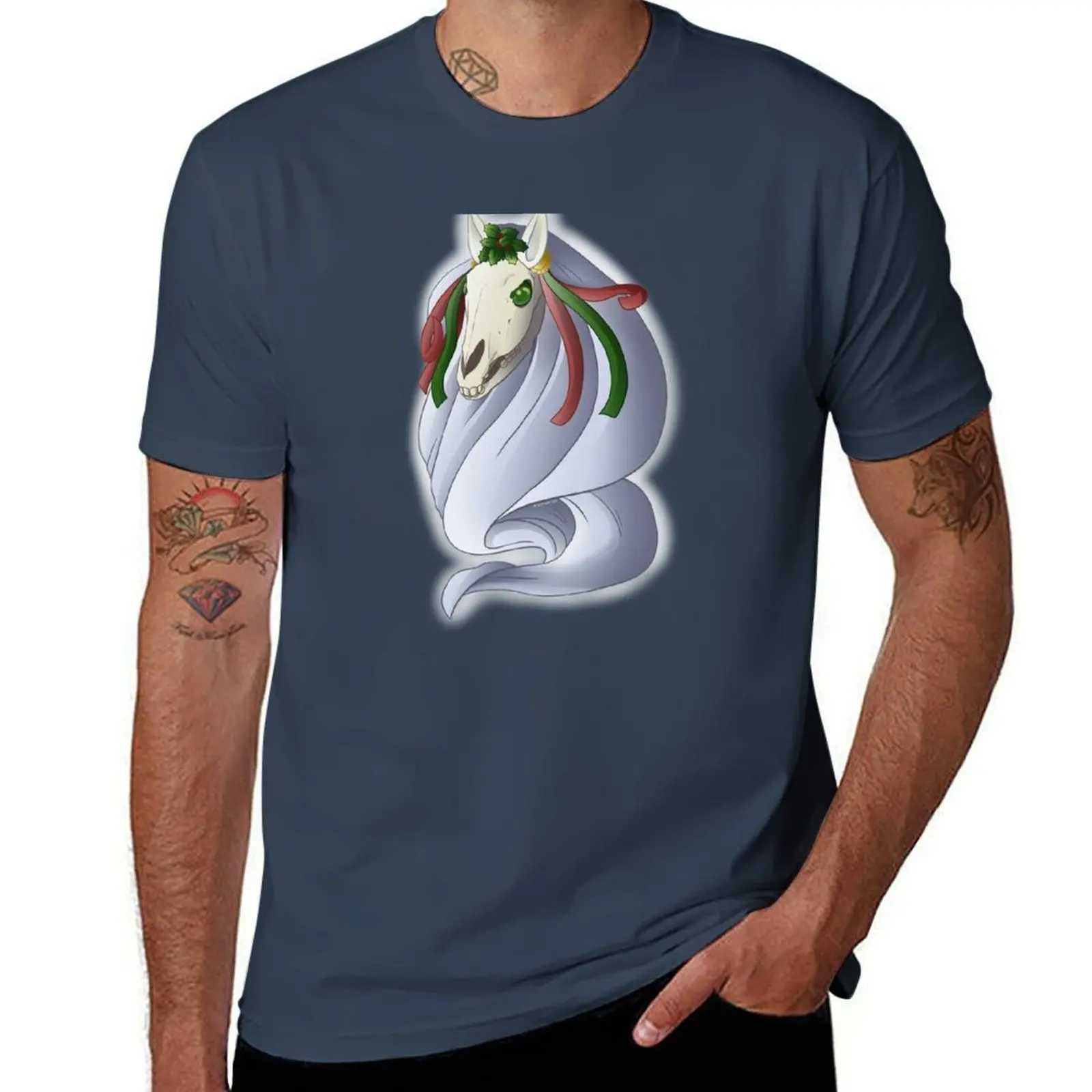

Mari Lwyd Floating T-Shirt Holiday Simple Tee Shirt