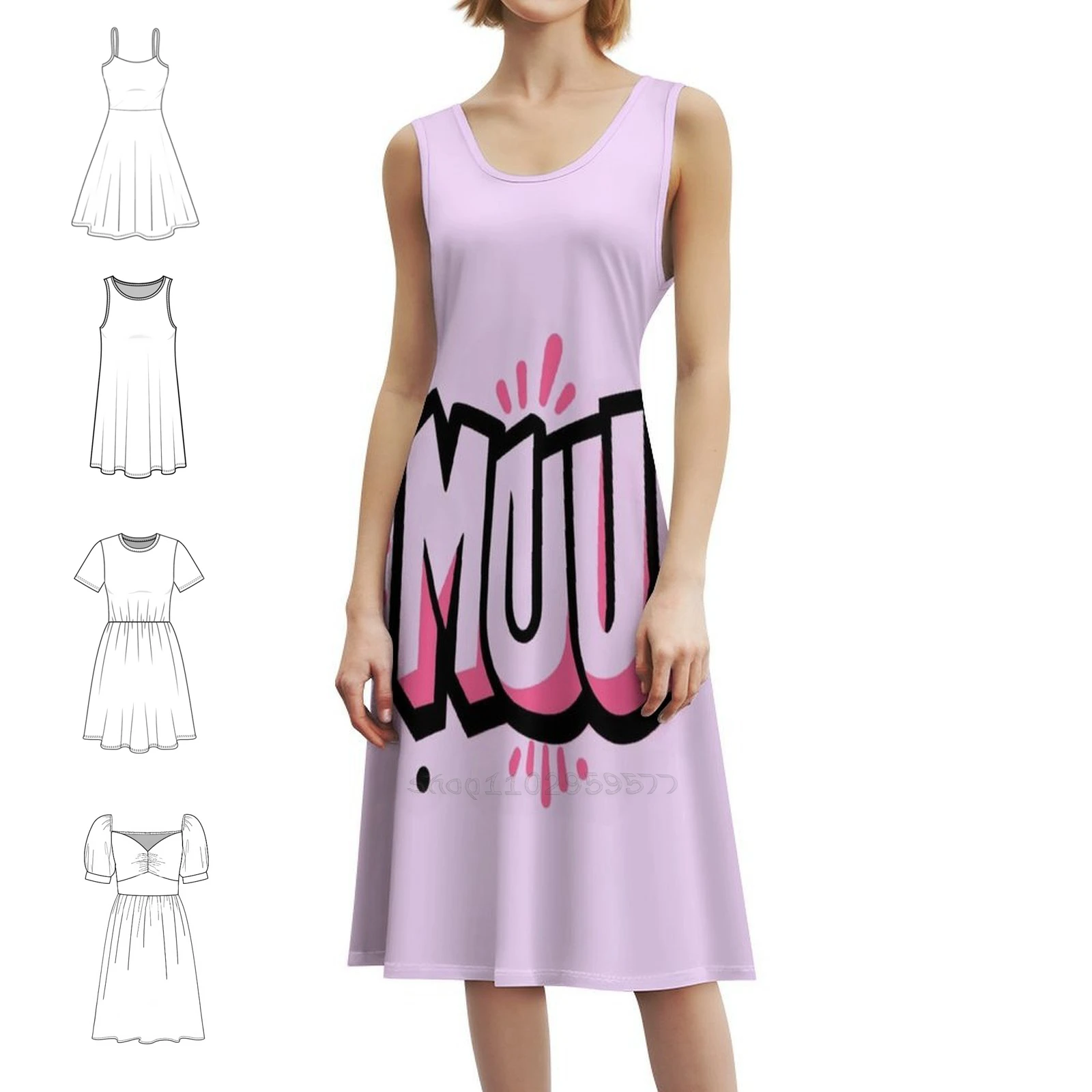 مو!! فستان كاجوال على الطراز الكوري للنساء فساتين سيدة المكتب اليومية البسيطة بأحرف جرافيتي بول وردي أسود 90 S فستان سهرة #1