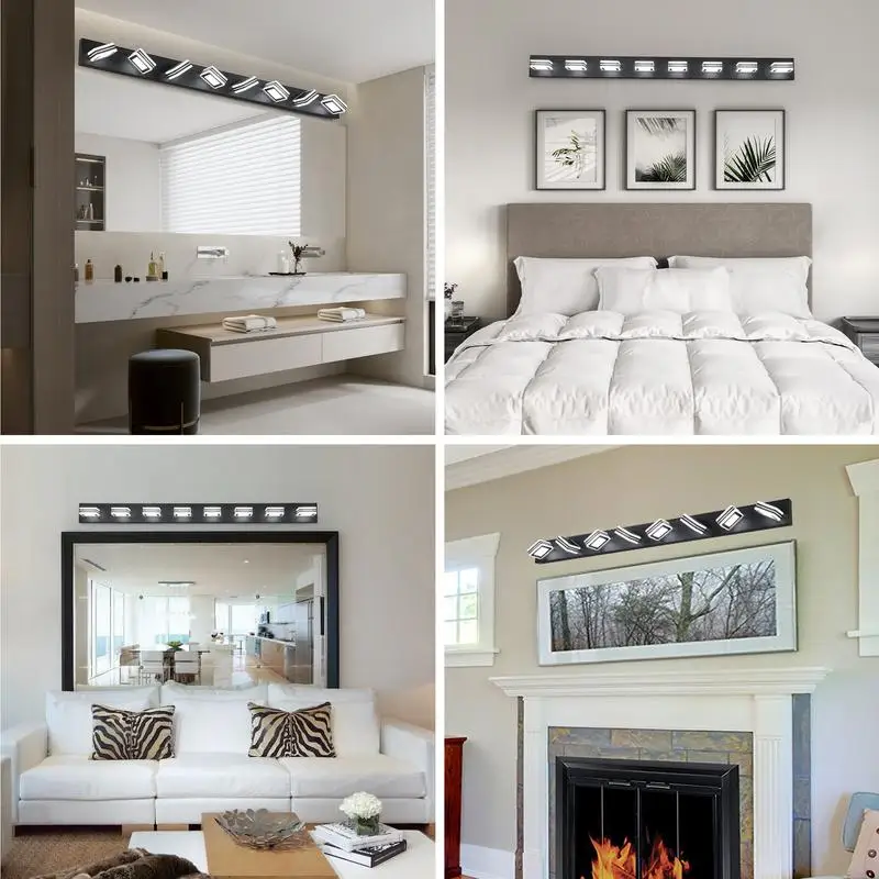 Luminária de vaidade LED moderna de 52 polegadas com 8 luzes - elegante luz de parede de banheiro com economia de energia, regulável com ferro e acrílico