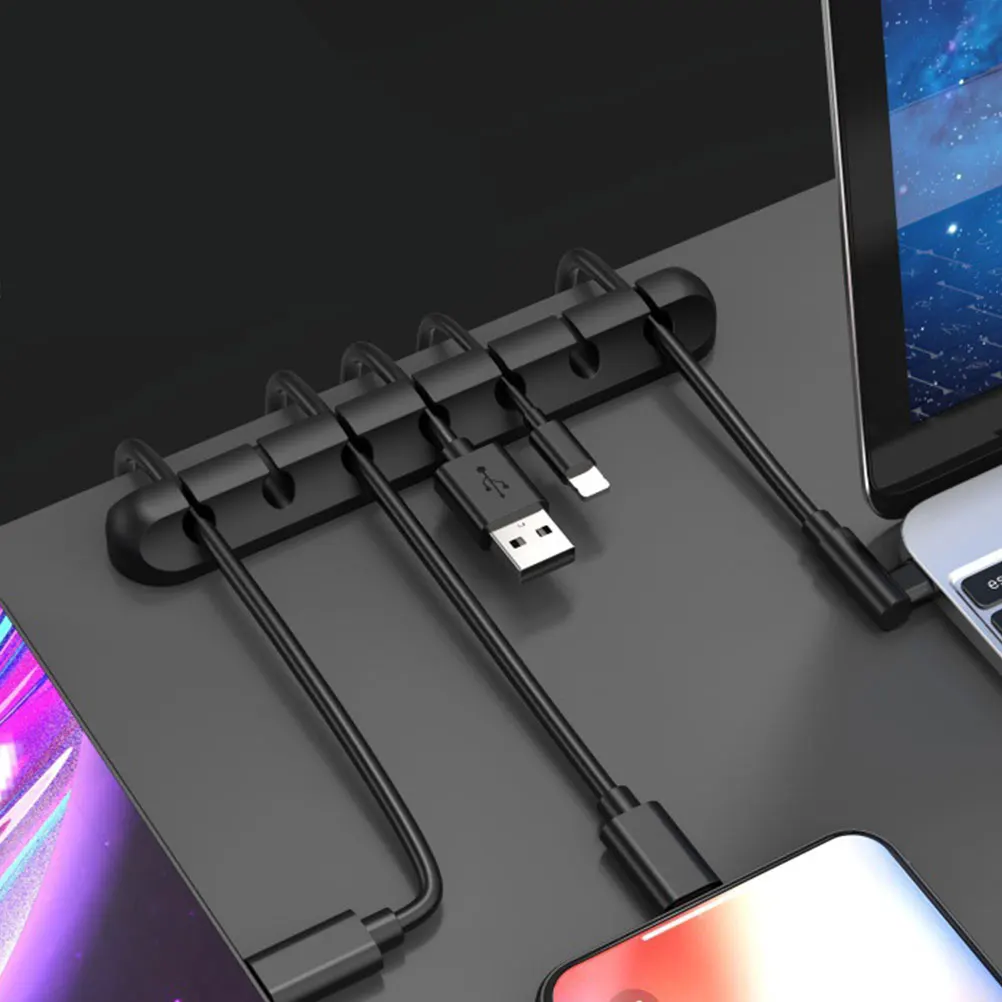 

2Pcs Cable ganizer Compact Flexible Silicone Cord Holder for Desk Charging Wire Tangle Free Office Wiring Tools