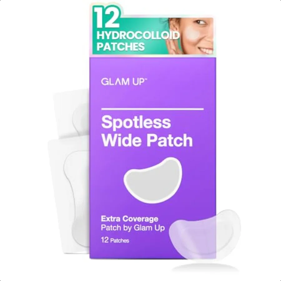 Spotl Patch Hydrocolloid Spot Patch for Wide Acne area Cheek Body Blackhead Cruelty Free and Vegan Friendly 12 Count