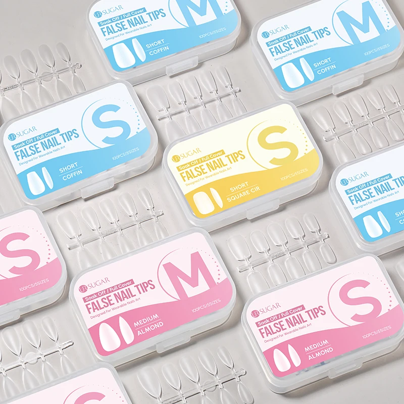 UR SUGAR 100 Stück Nagelkunst Press-on Künstliche Nägel Mattierte Version Vollständige Abdeckung Kurze Sarg- und Mandelform Dünne Falsche Nagelspitzen Gel-Nägel