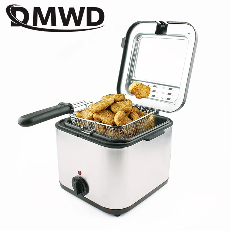 2.5L Stainless Steel tangki tunggal penggorengan elektrik tanpa asap penggorengan ayam goreng Prancis panci panas panggangan Mini Hotpot Oven EU US