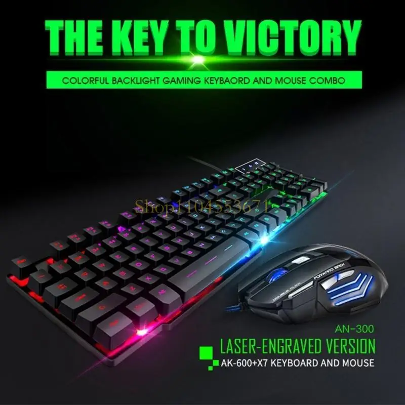 

Best Seller 104 Keys USB Wired Keyboard Mouse Set Mechanical Feel Gaming Keyboard And Mouse Set LED Backlight For Laptops PC