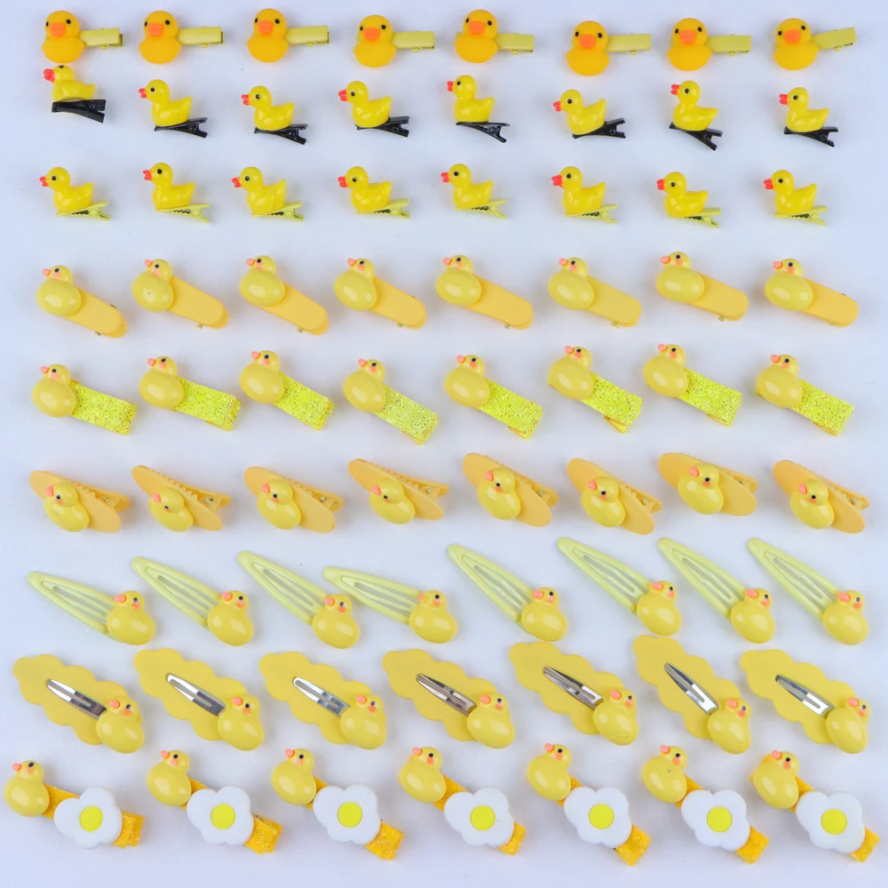 10/20Pcs/Lot Fashion Funny Cute Yellow Duck BB Clips Girl Women Cartoon Lovely Eggs Mixed Style Hairpin Accessories Party Gifts