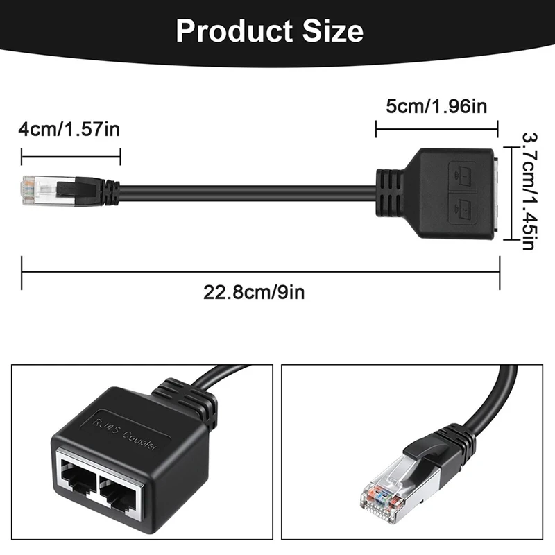LAN Ethernet Adaptador RJ45 Male To 2 Female Splitter RJ45 1 To 2 Ethernet LAN Network Adapter Cable-DTA9