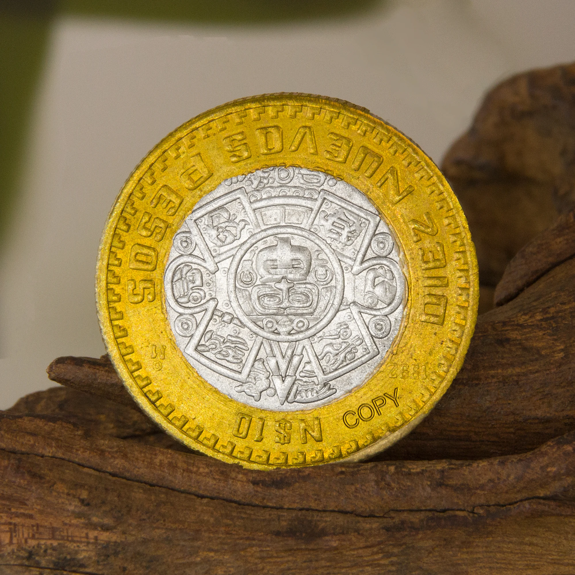 

1992 Mexico Maya civilization 10 Pesos Collection Coins ,Bicolor Inlay, Mayan Totems Aztec Sunstone, Rare Commemorative Medal