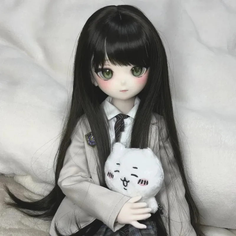 BJD doll wigs for 1/3 1/4 1/6 size bangs black long straight hair doll accessories